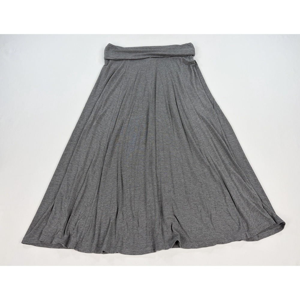 Gap Women's Large Gray Foldover Waist Maxi Skirt Long Flowy Stretch Jersey Knit